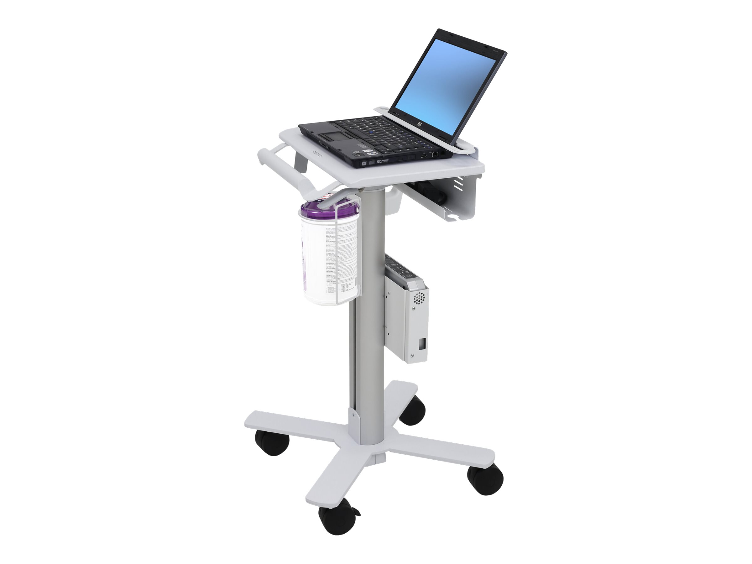 Ergotron Wagen - leichtes Design - für Notebook / Barcode-Scanner - medizinisch - Stahl - weiß, Aluminium - Bildschirmgröße: bis zu 43,2 cm (bis zu 17")