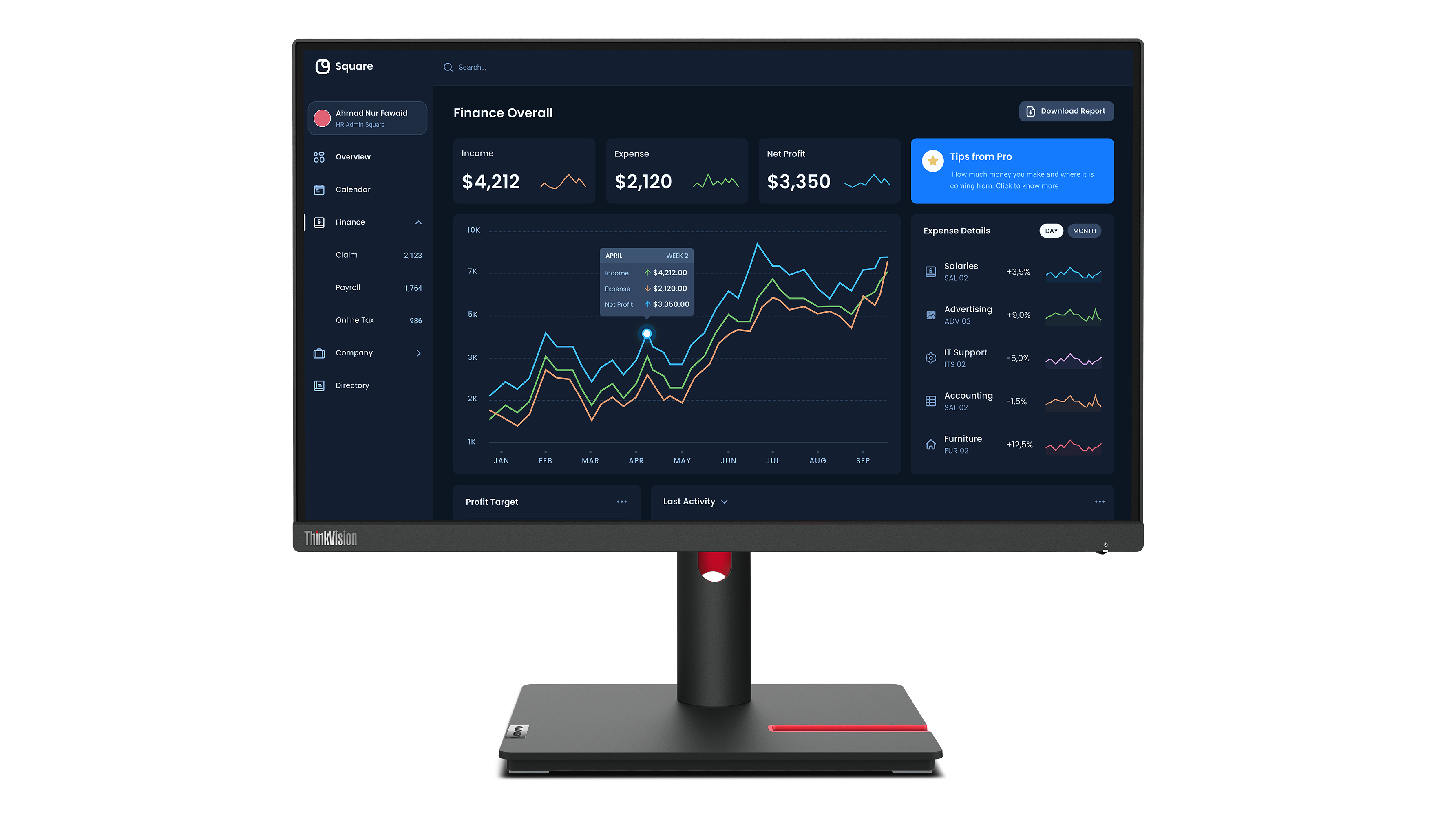 Lenovo ThinkVision T22i-30 - LED-Monitor - 55.9 cm (22")