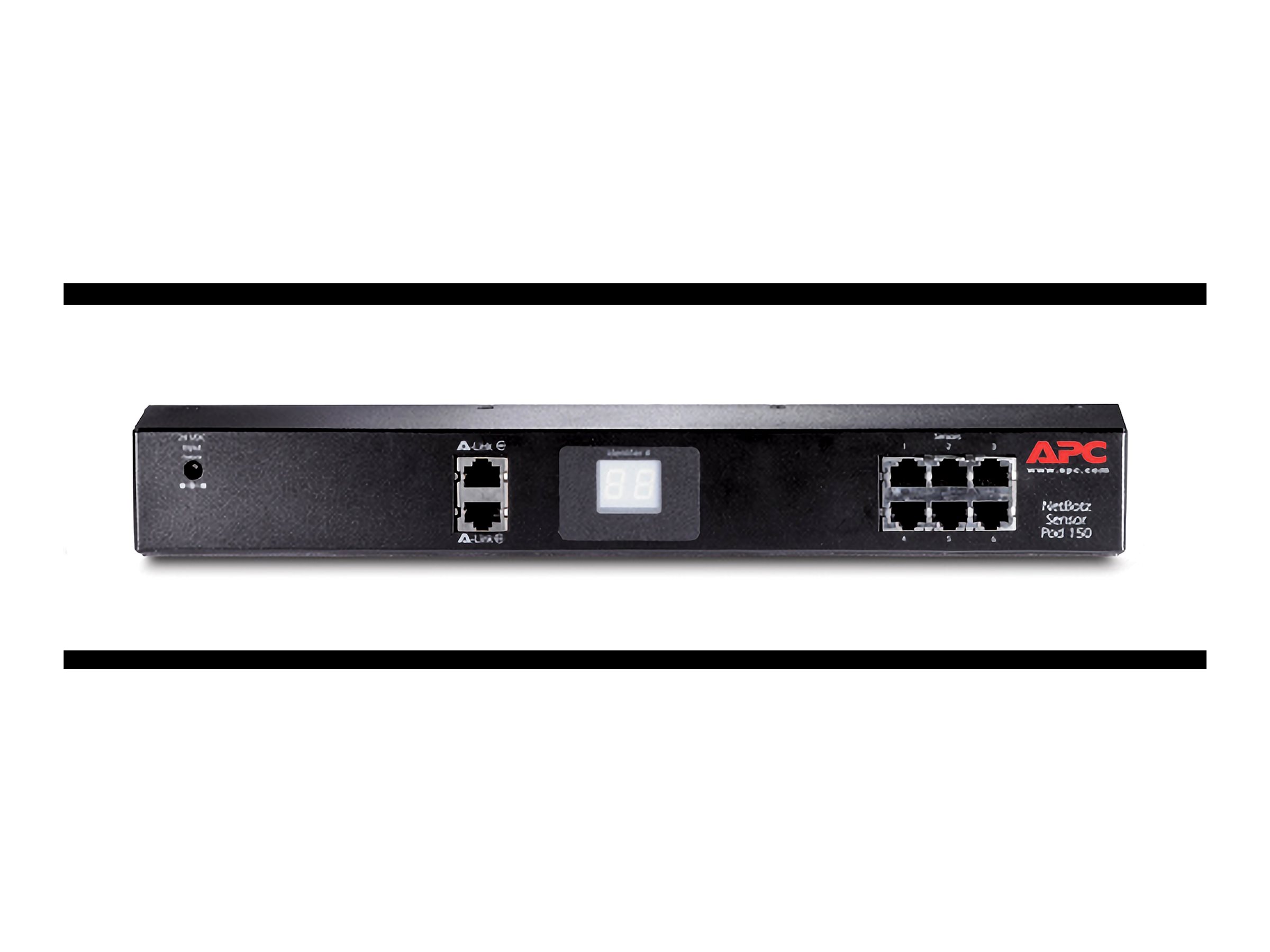 APC NetBotz-Rack-Sensorhalterung 150, 6 Kanäle, AS/NZS 3548 (C-Tick) Class A,CE,FCC Part 15 Class A,GOST,ICES-003,NOM,VCCI Class A, 1000 m, 337 x 43 x 43 mm, 0 - 45 °C, -15 - 65 °C