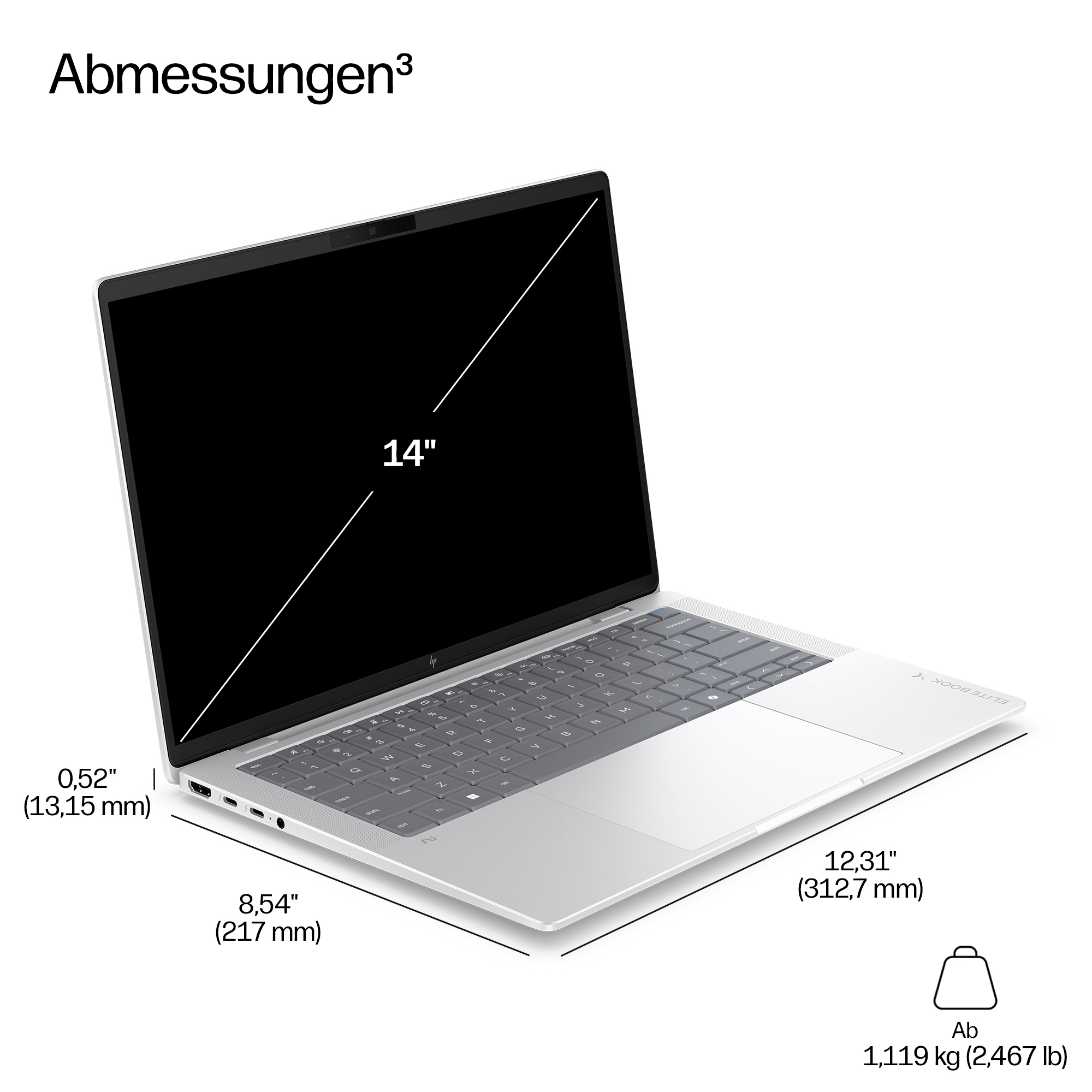 HP EliteBook X G2a Notebook Next Gen AI - AMD Ryzen AI 5 435 / 2 GHz - Win 11 Pro - Radeon 840M - 32 GB RAM - 512 GB SSD NVMe - 35.6 cm (14")