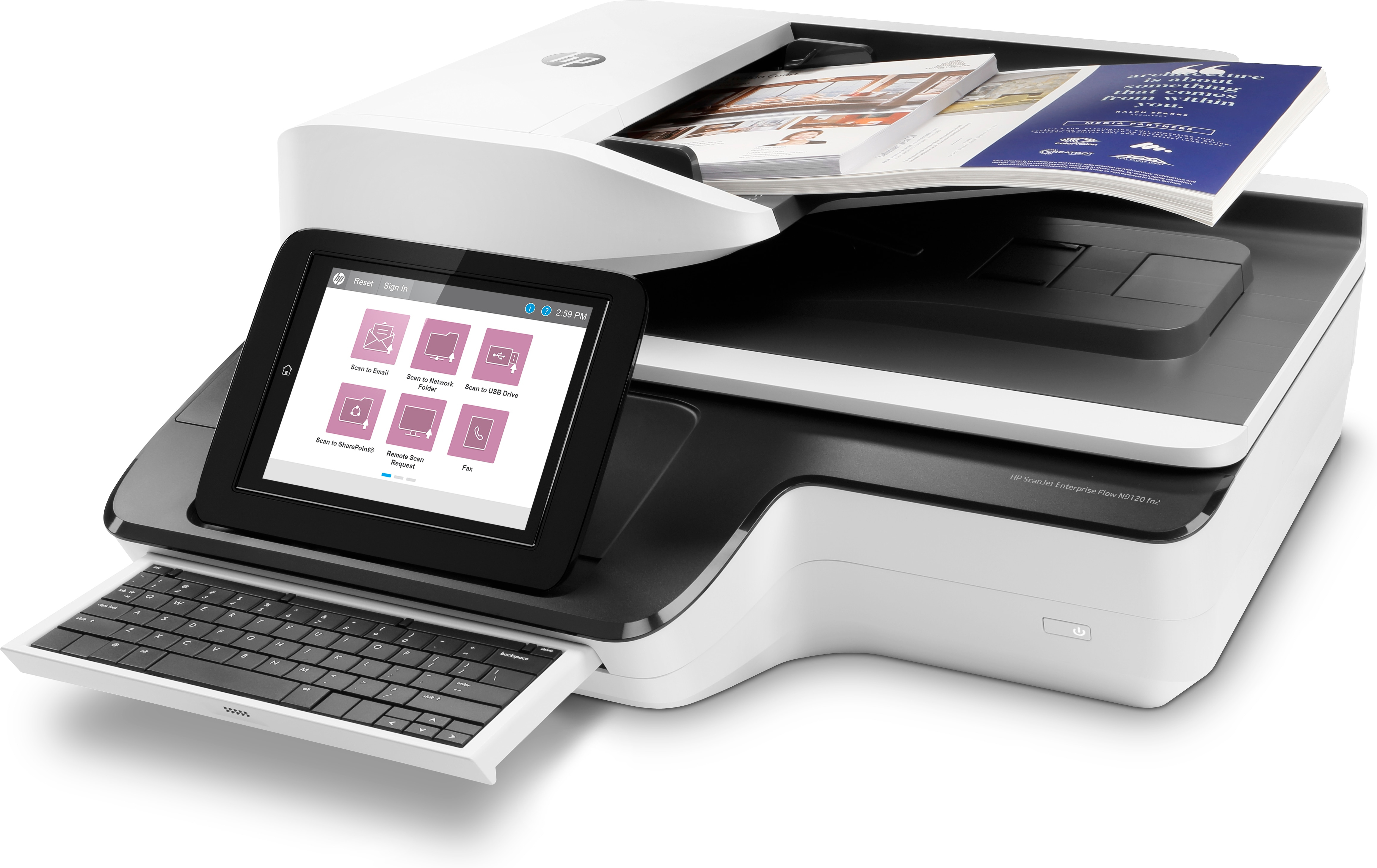 HP ScanJet Enterprise Flow N9120 fn2 - Dokumentenscanner - Flachbettscanner: CCD / ADF: CIS - Duplex - 297 x 864 mm - 600 dpi x 600 dpi - bis zu 120 Seiten/Min. (einfarbig)