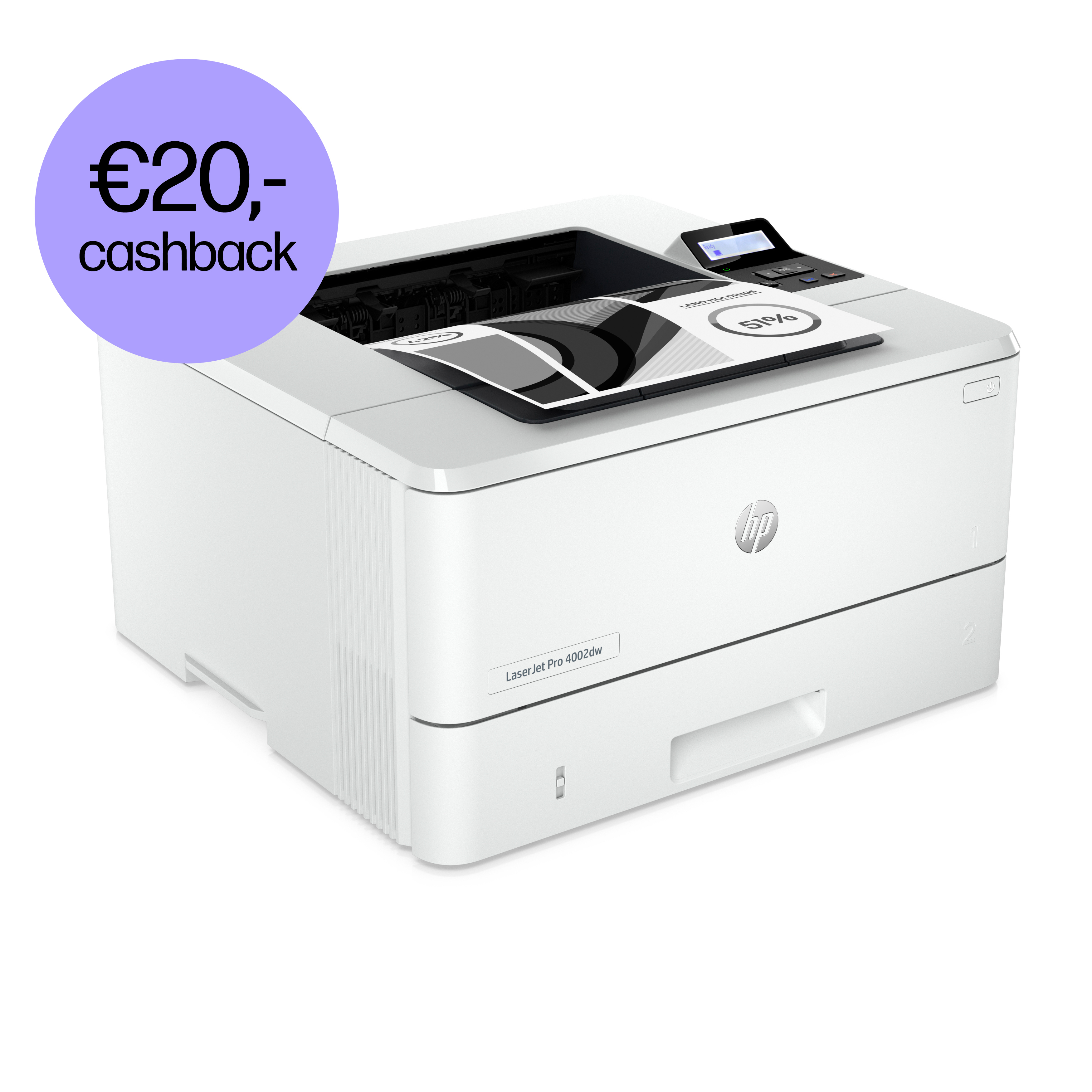 HP LaserJet Pro 4002dw Drucker, Laser, 1200 x 1200 DPI, A4, 40 Seiten pro Minute, Doppelseitiger Druck, Weiß