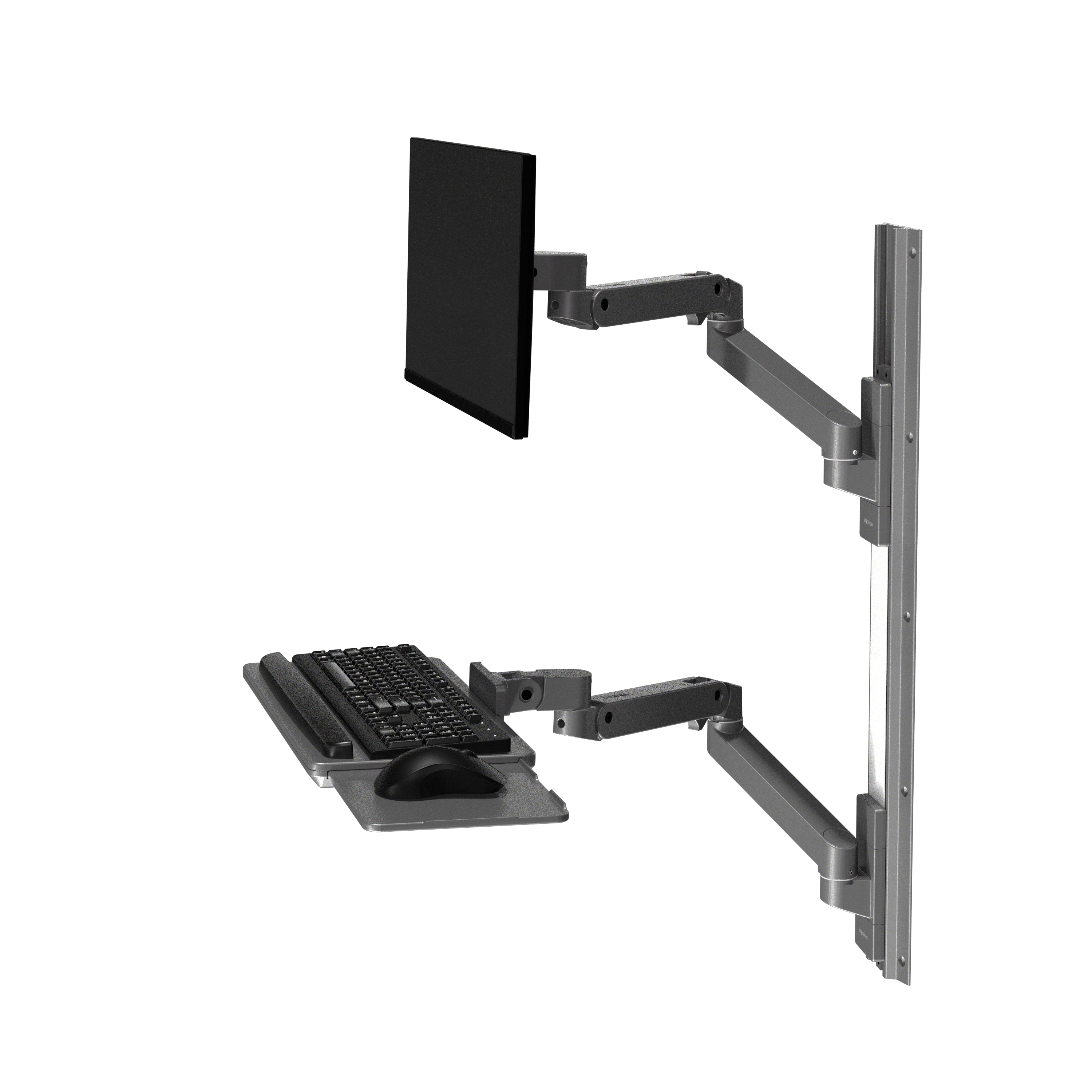Ergotron LX Pro - Befestigungskit (2 Arme, 2 Aufsätze, Tastatur-Tablett, Mausablage zum Herausziehen, Maushalterung, 2 Wandhalterungssockel, Wandschiene 34", Wandbefestigung, 2 Kabelkanäle, Monitor-Schwenkarm, Tastaturdrehpunkt) - für LCD-Display / PC