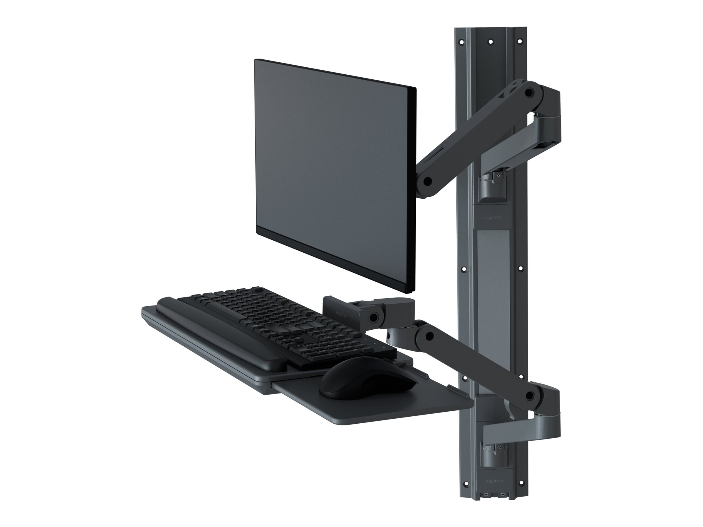 Ergotron LX Pro - Befestigungskit (2 Arme, 2 Aufsätze, Tastatur-Tablett, Mausablage zum Herausziehen, Maushalterung, 2 Wandhalterungssockel, Wandschiene 34", Wandbefestigung, 2 Kabelkanäle, Monitor-Schwenkarm, Tastaturdrehpunkt) - für LCD-Display / PC
