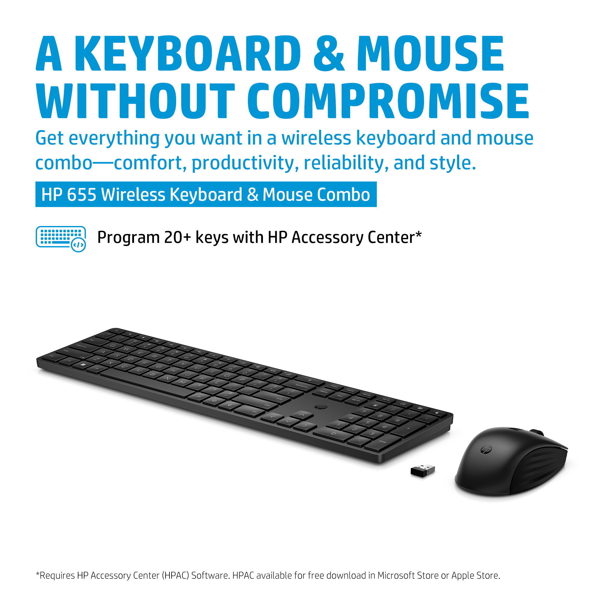 HP 655 - Tastatur-und-Maus-Set - kabellos - 2.4