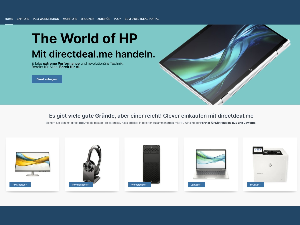 HP Webseiten Screenshot