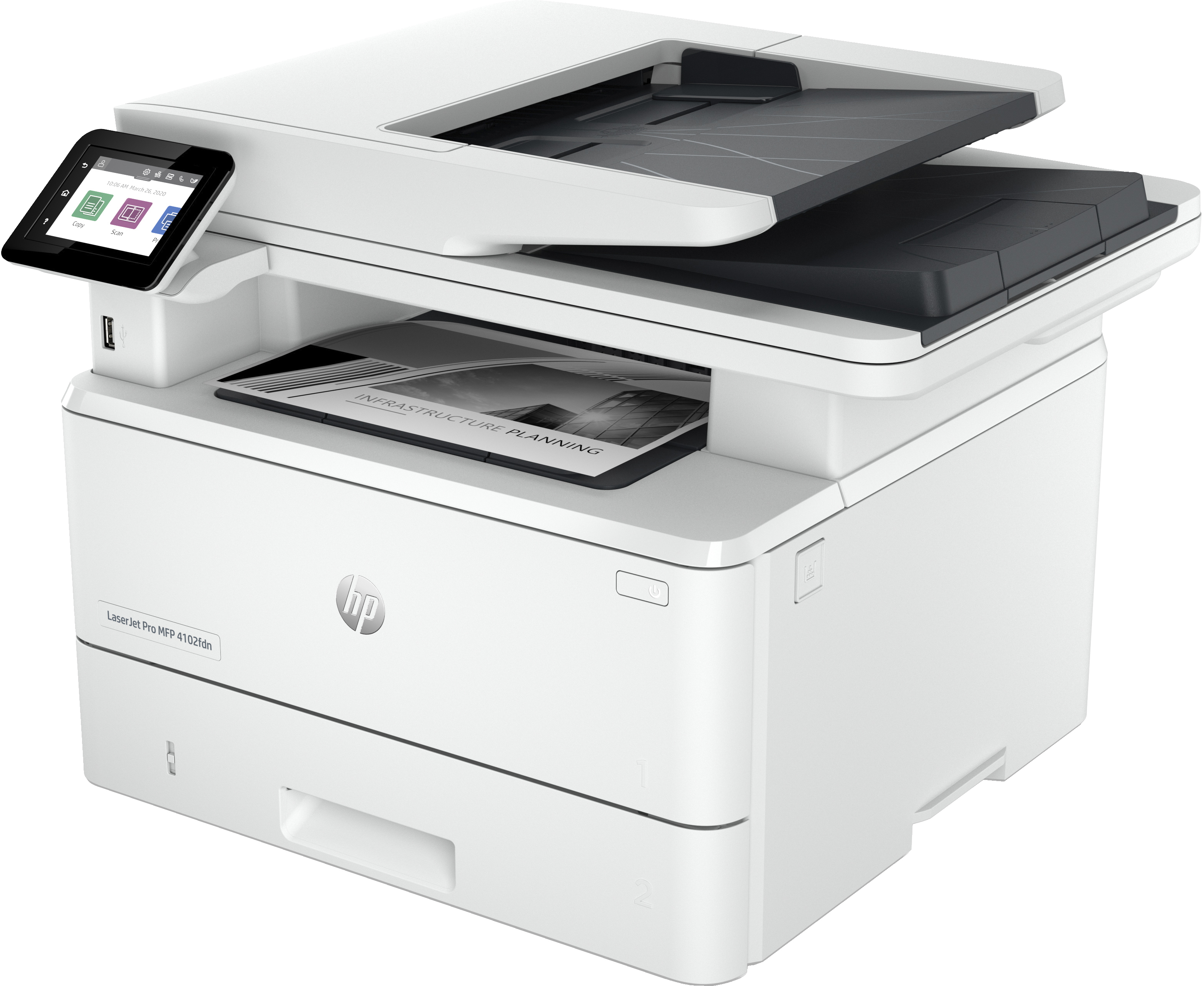 HP LaserJet Pro MFP 4102fdn Drucker, Laser, Monodruck, 1200 x 1200 DPI, Monokopie, A4, Weiß